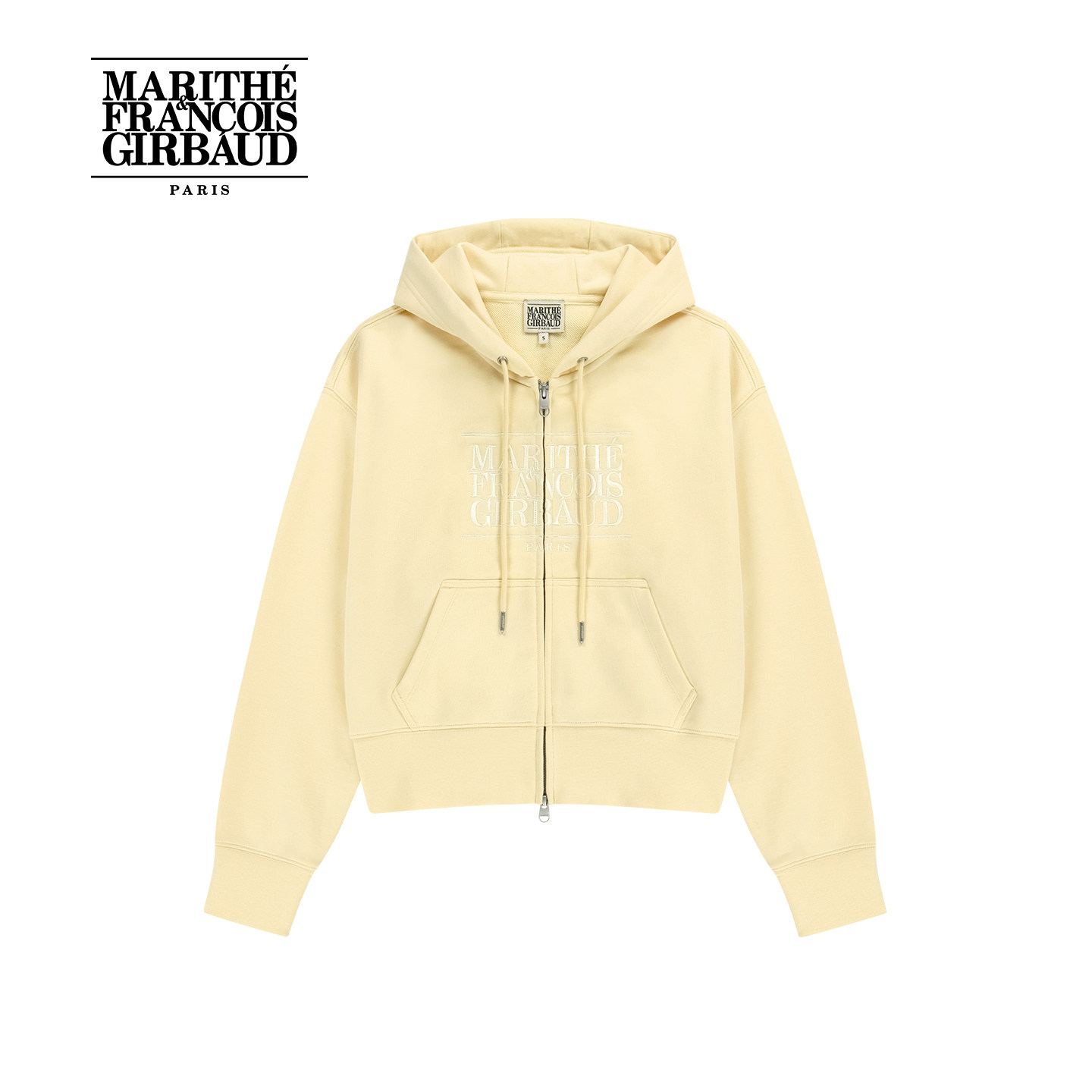 MARITHE女士经典LOGO拉链短卫衣 潮流简约时尚刺绣外套2026年春,淘宝优惠券,粉丝福利购,淘宝优惠卷