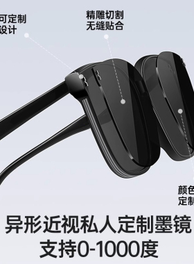 定制GM墨镜深度异形片太阳镜不规则无框眼镜可配近视度数可配偏光