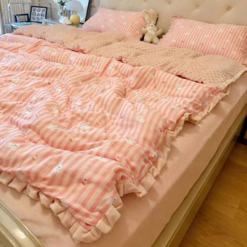 秋冬新品棉加绒A面纯棉全棉双层纱B面高克重宝宝绒四件套床上用品 - 图2