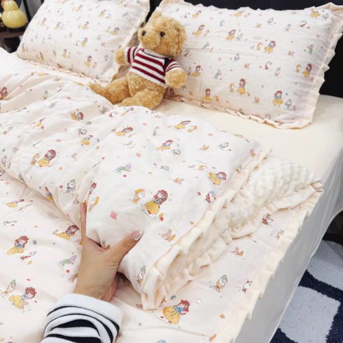 秋冬新品棉加绒A面纯棉全棉双层纱B面高克重宝宝绒四件套床上用品 - 图0