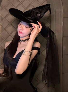 万圣节骷髅女巫帽cos拍照出片