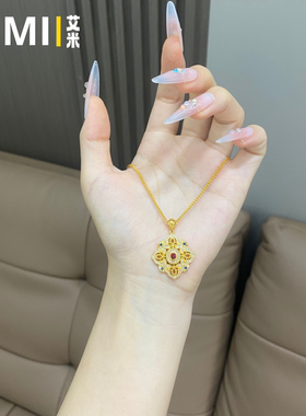 菱形鸢尾花轻奢百搭吊坠