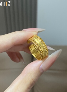 腰缠万贯开口戒指实心里外一色
