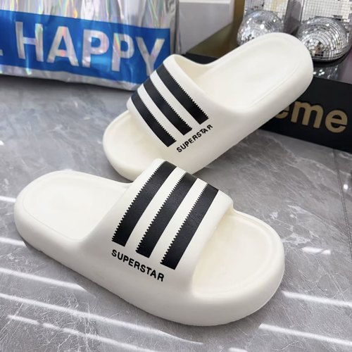 2025经典三条杠4厘米时尚百搭情侣拖鞋EVA洗澡浴室百搭情侣凉拖鞋 - 图0