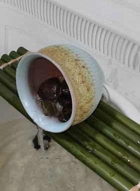鱼缸流水板 竹排竹垫配件竹子装饰diy摆件不可漂浮竹排陶瓷流水器