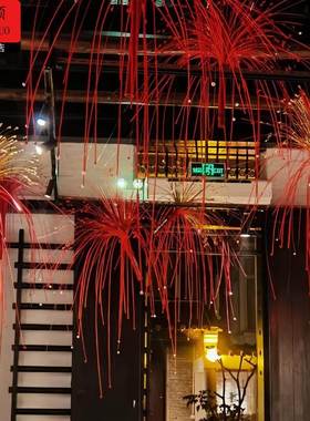马年装饰竹子烟火2026新年装饰创意门店西餐厅氛围感拍照布置竹篾