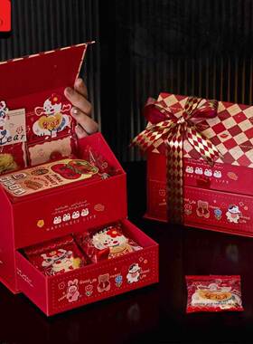新年礼品袋2026新年立体房屋包装盒糖果牛轧糖雪花酥烘焙姜饼饼乾