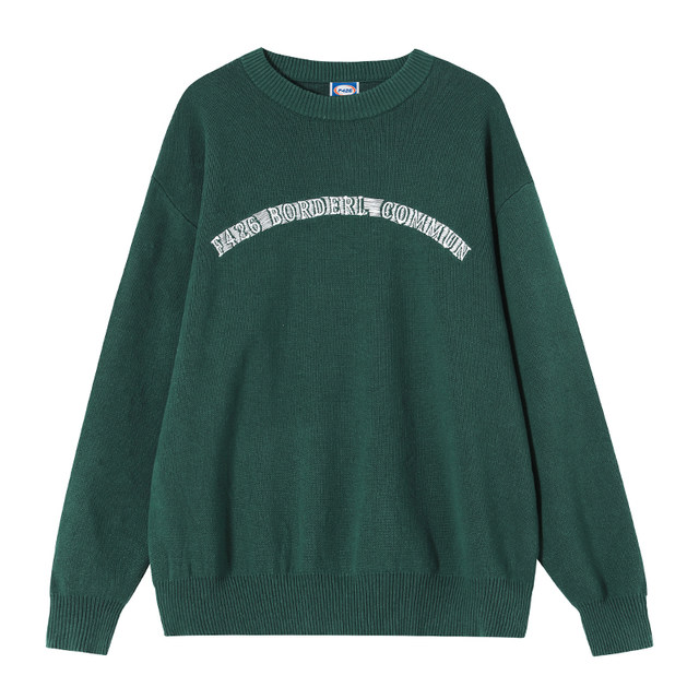 F426 National Trend Brand Four-Color Letter Line Embroidery Sweater