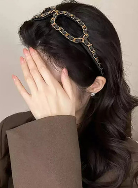 黑色眼镜链条高颅顶发箍