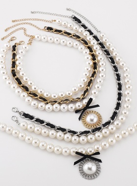 欧美复古优雅珍珠项链套装