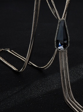 欧美水晶流苏长款毛衣链女百搭