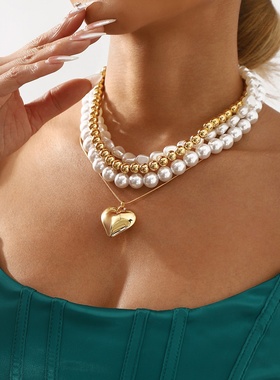 欧美时尚精致爱心珍珠手链套装