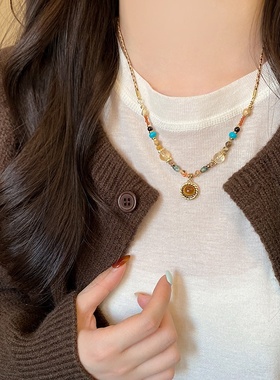 复古圆珠串珠轻奢小众女款项链