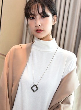 韩版几何线条长款毛衣链女秋冬