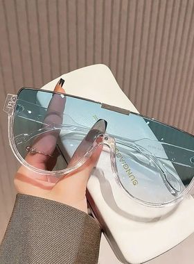 Monoblock Semi-round Sunglasses Half Frame Outdoor Oversized