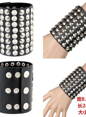 非主流朋克夸张宽大皮护腕武术表演铆钉皮手链休闲运动护手腕带