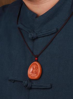 桃木十二生肖属龙本命佛吊坠男士女项链本命年朱砂守护神随身挂件