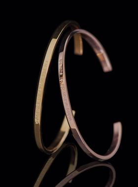 六字真言楞严咒手镯女士男款钛钢手环镯子简约高级高饰品