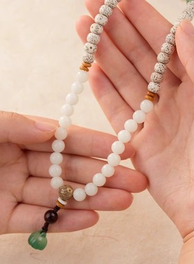 星月菩提子玛瑙佛珠手链高密顺白