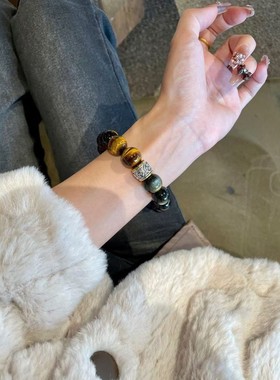 天然虎眼石手串男女款招财转运珠
