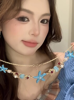 海洋风蓝色星星项链设计感重工