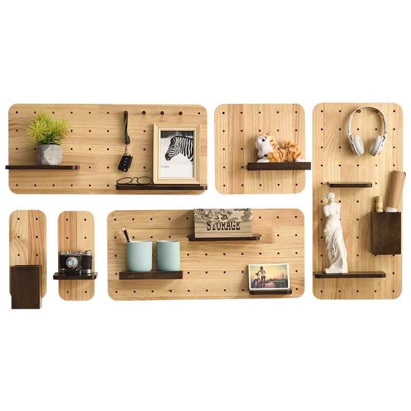 Jiayidong hole board Nordic solid wood wall partition kitchen wall storage decorative laminate wall shelf