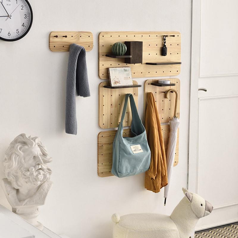 Jiayidong hole board Nordic solid wood wall partition kitchen wall storage decorative laminate wall shelf
