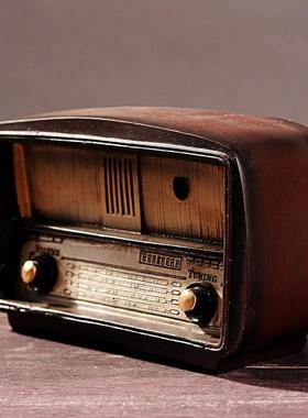 创意做旧风格家居装饰品摆设客厅酒柜电视柜摆件仿真复古收音机