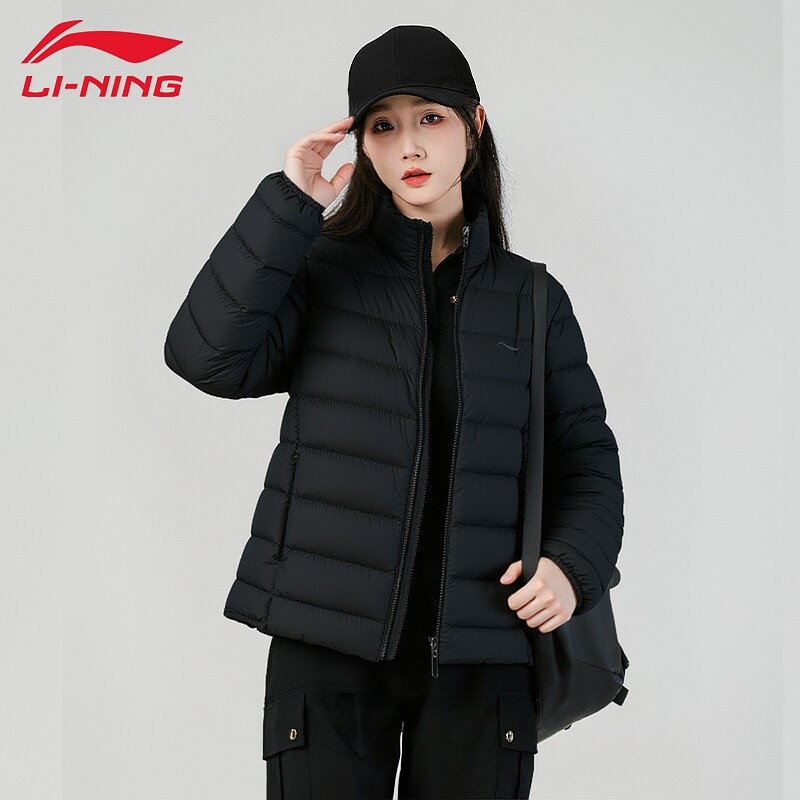 李宁羽绒服女短款立领轻便保暖运动外套薄款排骨内胆防风女士健身,淘宝优惠券,粉丝福利购,淘宝优惠卷