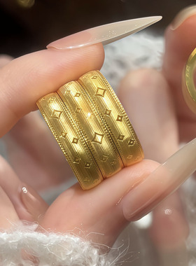 金包银四芒星泥鳅背满天星戒指