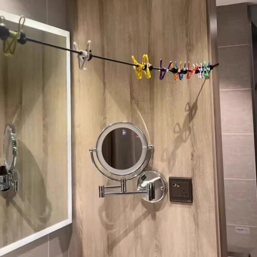 旅行晾衣绳折叠衣架便携旅游晾衣绳带夹子酒店晒衣绳户外晒被绳 - 图0