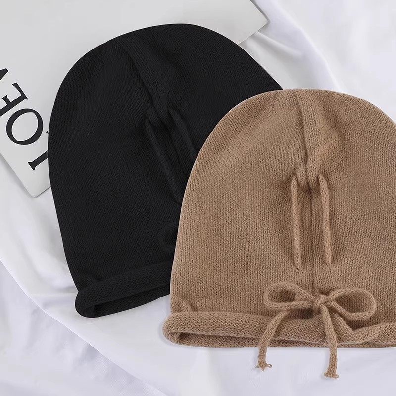 卷边堆堆帽子女显脸小大头围抽绳针织毛线帽秋冬季保暖月子套头帽,淘宝优惠券,粉丝福利购,淘宝优惠卷