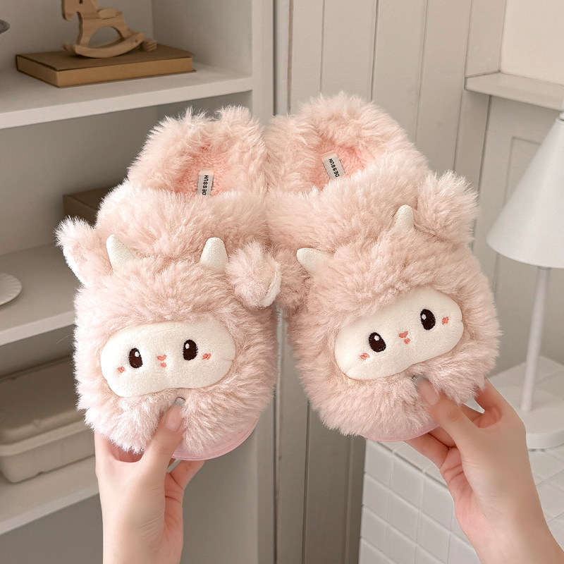 买1送1棉拖鞋女士秋冬包头室内家居情侣一对保暖毛绒可爱棉拖男款 - 图3