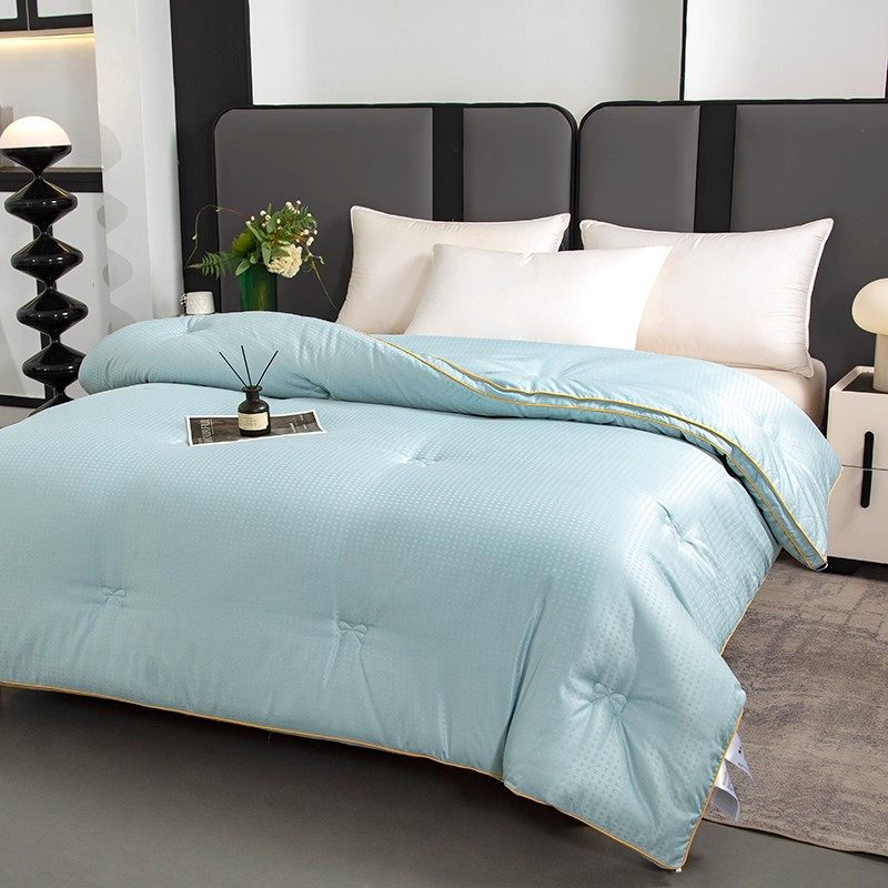 FUANINAIART家纺贡缎提花大豆黄金丝被单双人被子被芯送皮革包装A