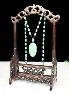 红木吊玉架雕花摆件深色项链架珠宝展示架中国风首饰架复古挂玉架