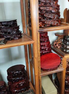 清仓处理6石头底座奇石摆件托架泰山石花瓶木雕工艺品实木底托