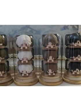 叠叠乐收纳盒世界之外手办盲盒防尘展示罩密封竹盖木底座创意摆件