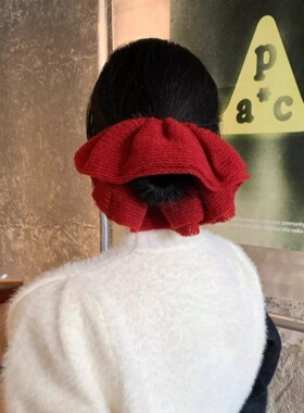 韩版毛线针织超大发圈马尾丸子头大肠发圈2026新款新年氛围头绳女