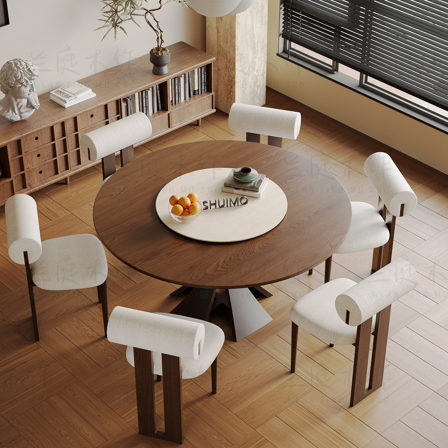 法式奶油复古风实木德利丰岩板家用黑色窈窕饭桌胡桃色圆餐桌椅子,淘宝优惠券,粉丝福利购,淘宝优惠卷
