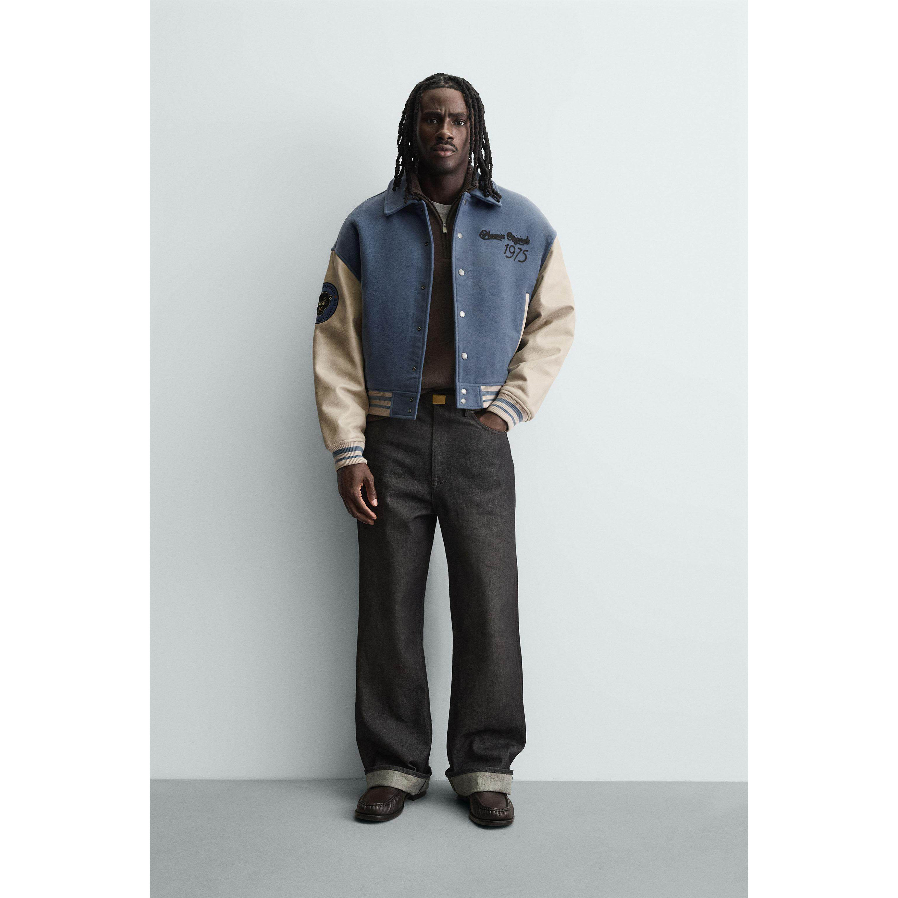 柜559！ZA 折扣季 男装 拼接补丁棉服飞行员夹克外套 4575420 819,淘宝优惠券,粉丝福利购,淘宝优惠卷