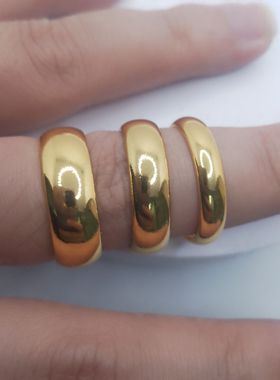 百福越南沙金光面戒指男女款结婚情侣对戒指环久不掉色黄色戒子