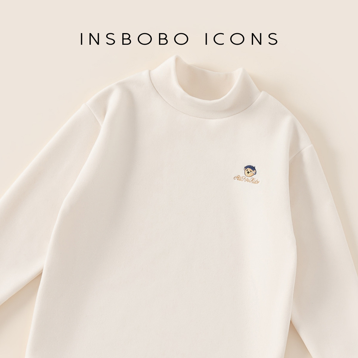 INSbobo童装儿童打底衫女童长袖t恤秋冬新款上衣男童半高领内搭冬 - 图0