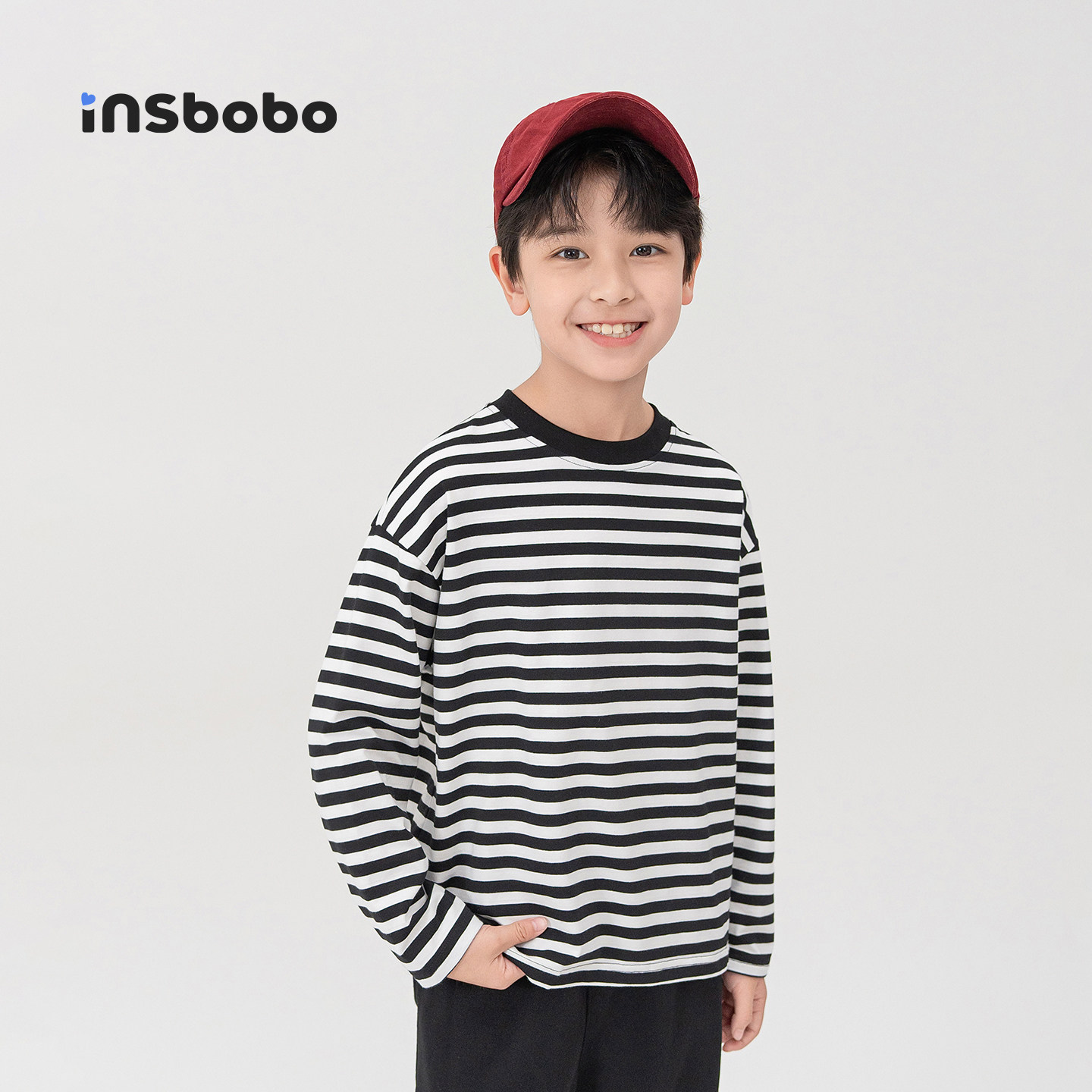 INSbobo童装儿童长袖t恤男童内搭秋装女孩圆领上衣男孩衣服打底衫,淘宝优惠券,粉丝福利购,淘宝优惠卷