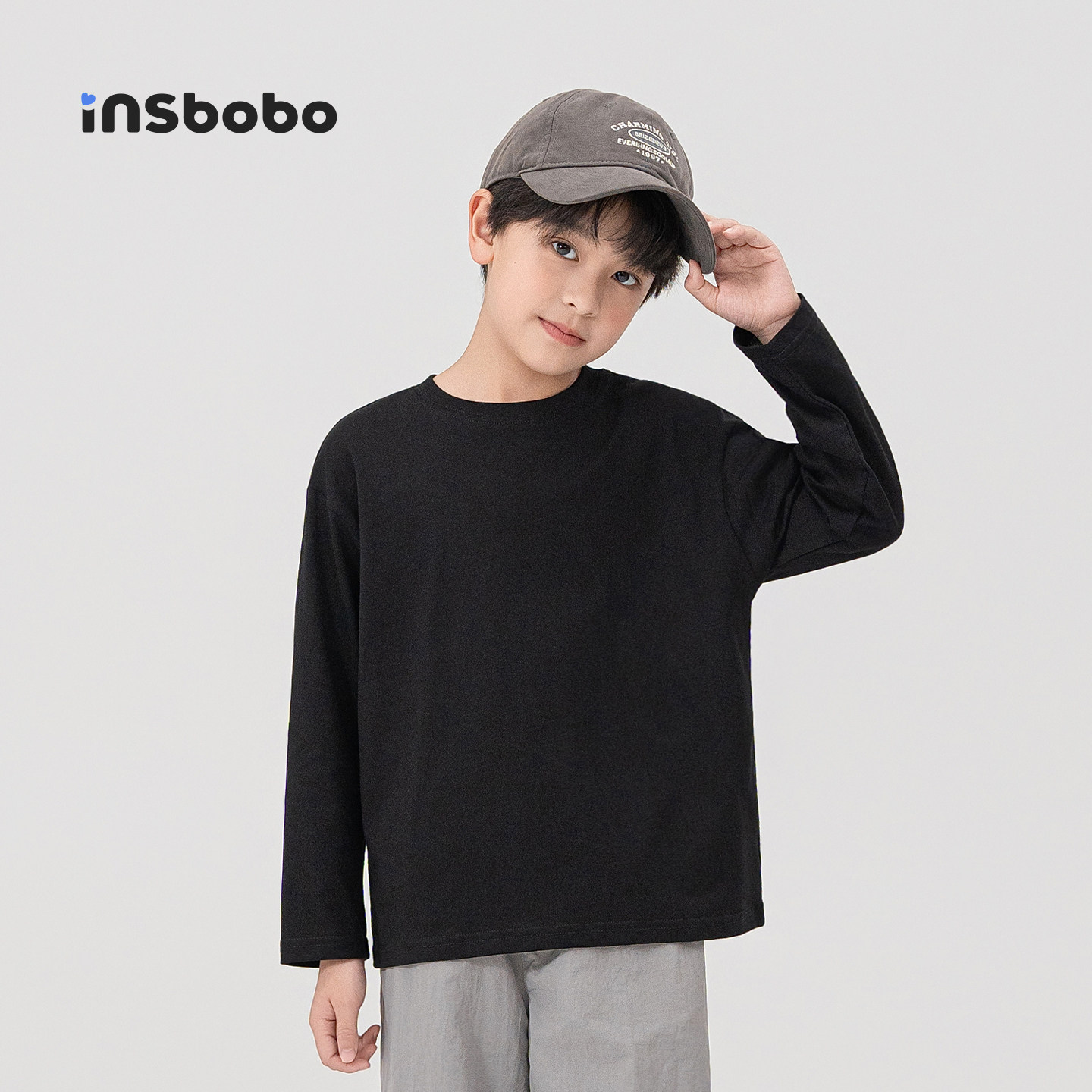 INSbobo童装儿童长袖t恤男童内搭秋装女孩圆领上衣男孩衣服打底衫,淘宝优惠券,粉丝福利购,淘宝优惠卷