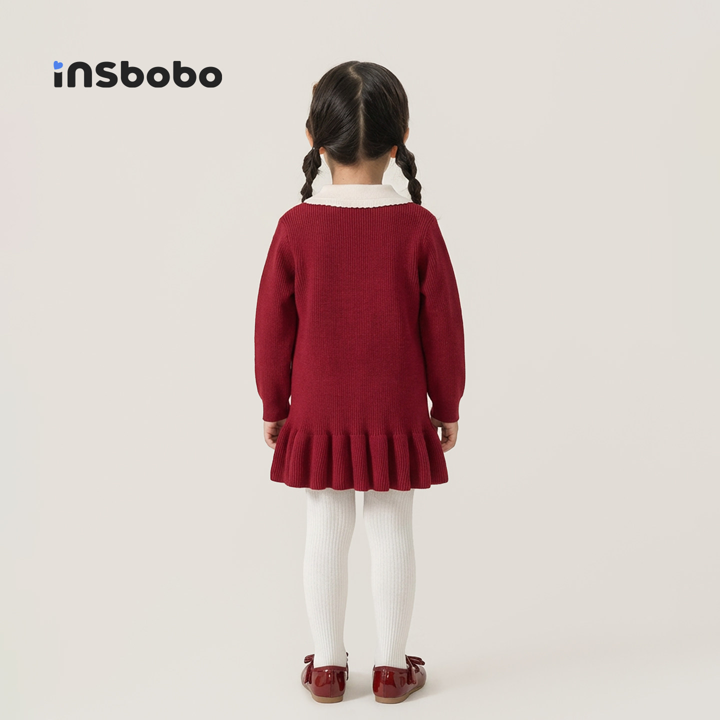 INSbobo童装女童红色连衣裙儿童拜年服过年冬裙女孩公主裙毛衣裙,淘宝优惠券,粉丝福利购,淘宝优惠卷
