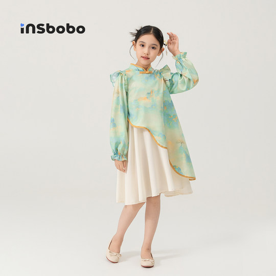 女童连衣裙儿童汉服新中式裙子国风唐装女孩秋装童装大童古装衣服