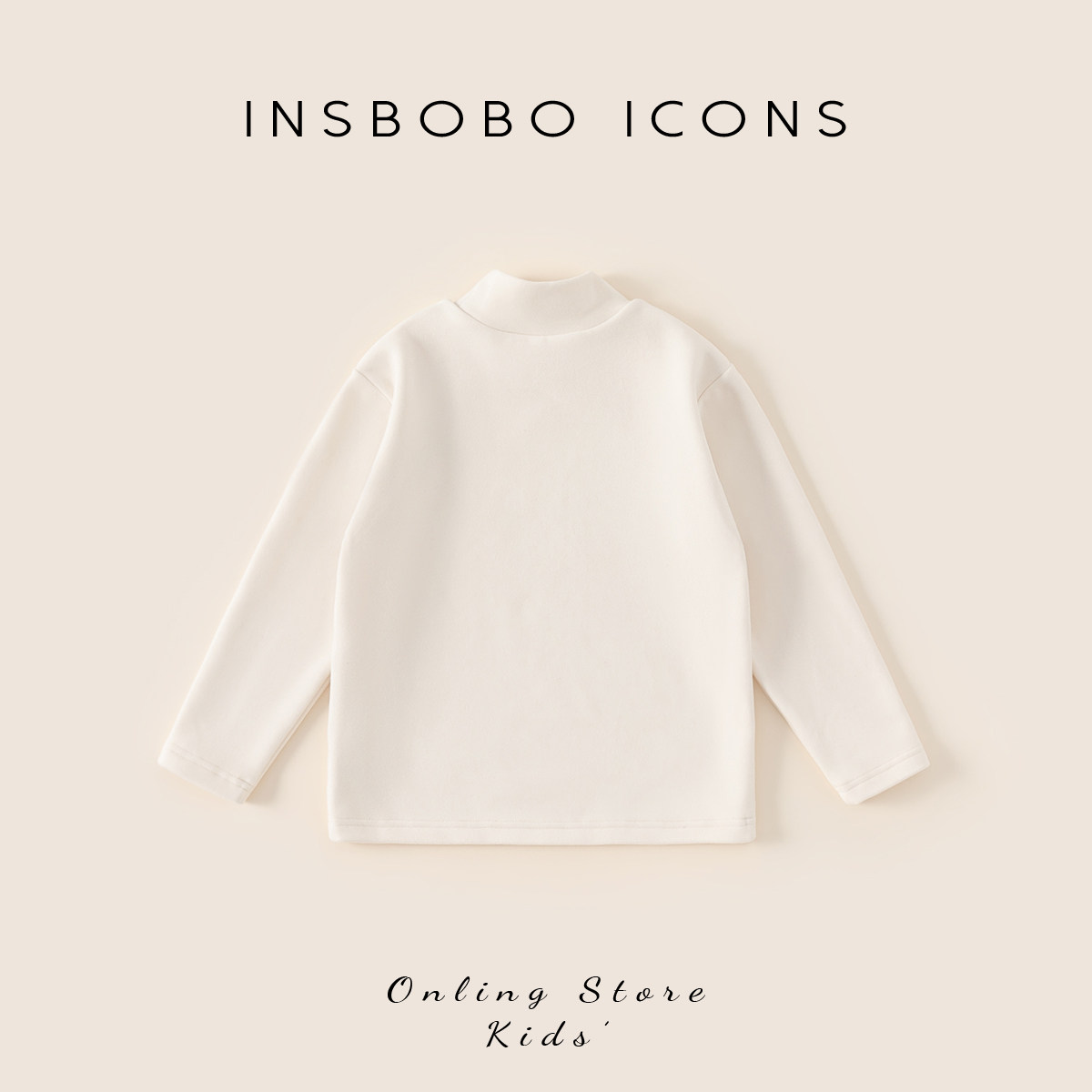 INSbobo童装儿童打底衫女童长袖t恤秋冬新款上衣男童半高领内搭冬 - 图1