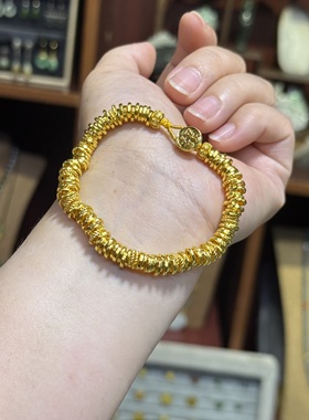 金包银盘缠手串女实心手工锤纹