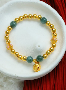 盛尊古法金包银手串翡翠和田玉