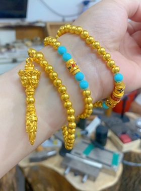 四面佛金刚杵金包银项串可diy